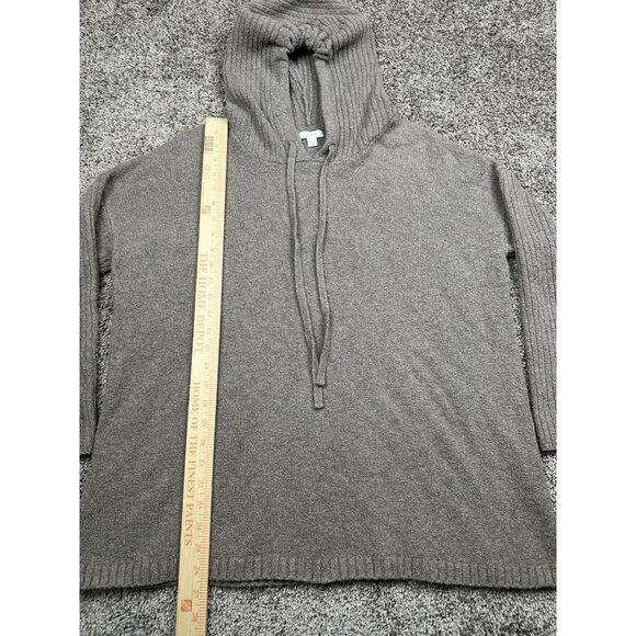 Pure‎ Jill Hoodie Sweater Womans M Gray Knit Ribbed Cozy Soft Pullover - Picture 3 of 9
